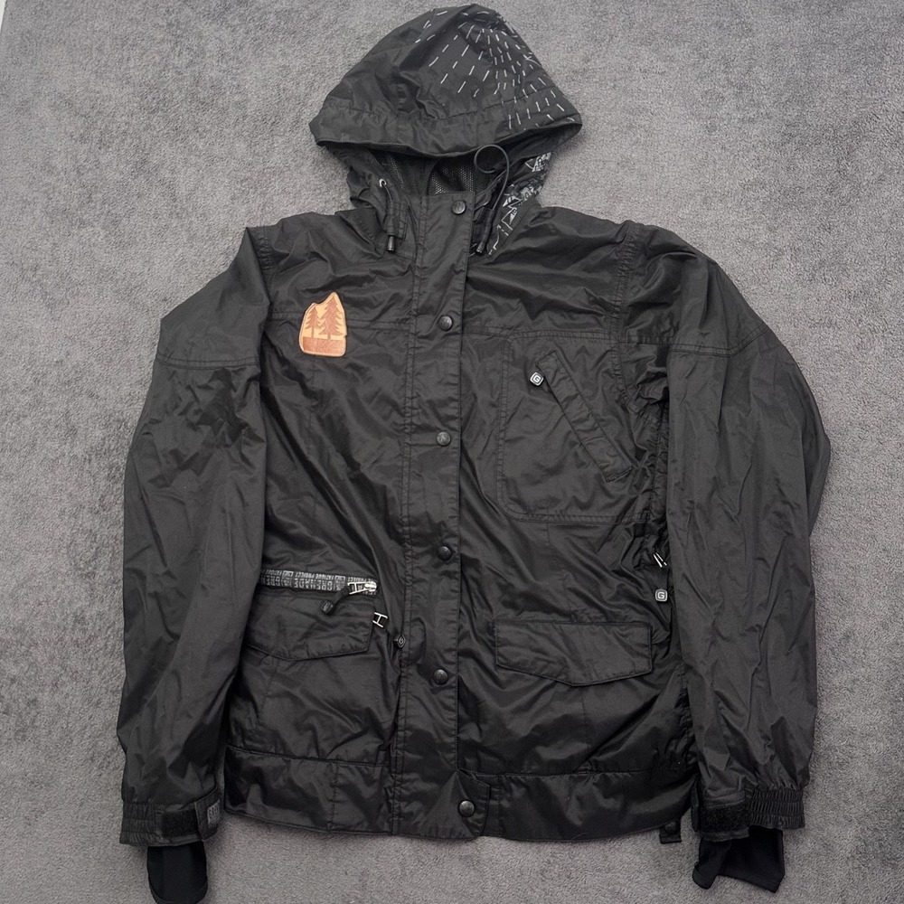Grenade Fatigue Project Jacket Mens small black Hooded Ski Snowboard Windbreaker